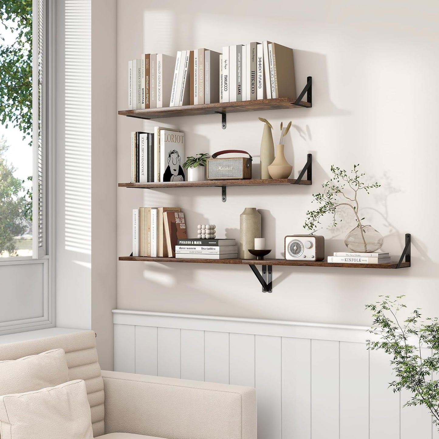 ShelfLoft 31.5" Wide x 8" Deep Wall Mounted Floating Shelves, 2 Pack