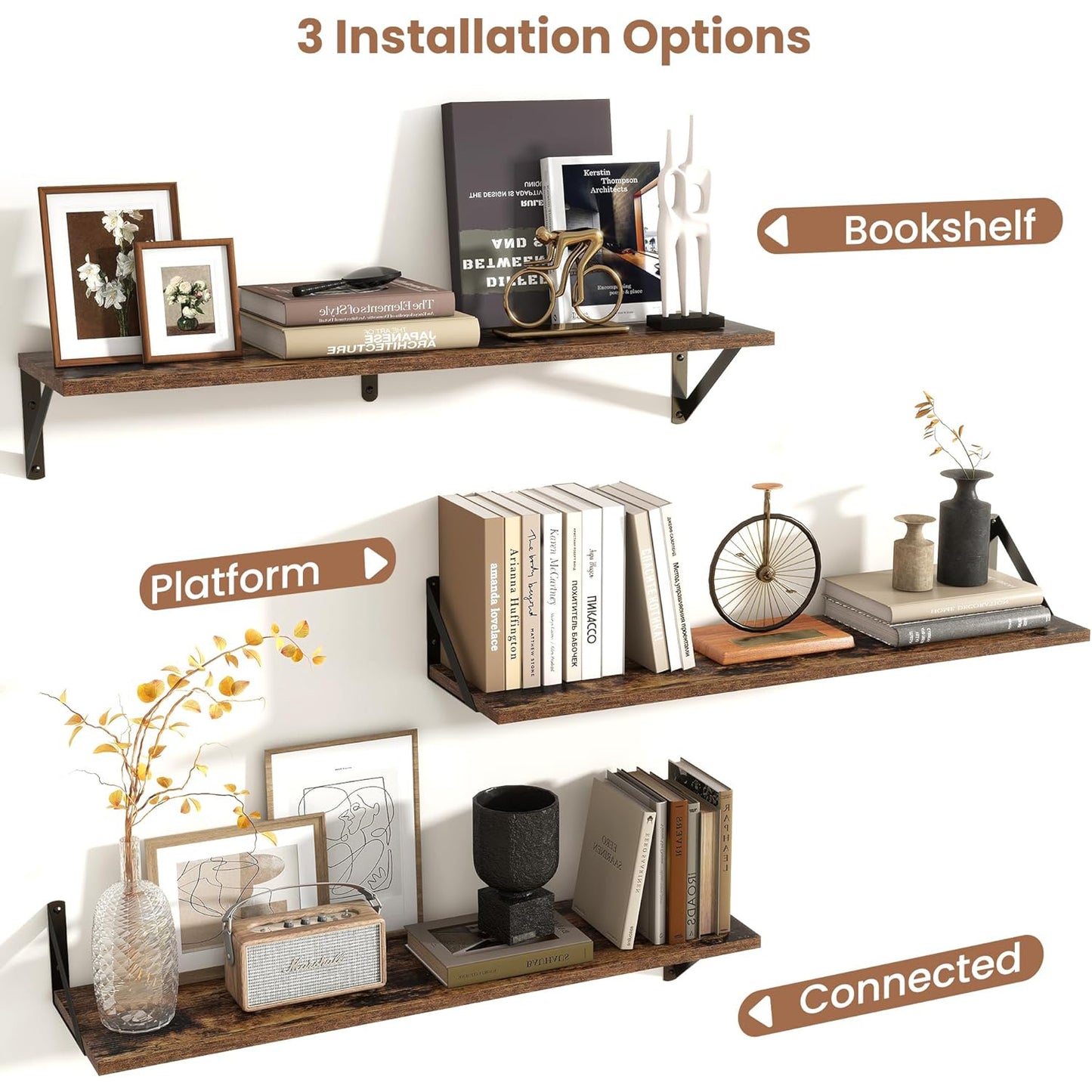 ShelfLoft 31.5" Wide x 8" Deep Wall Mounted Floating Shelves, 2 Pack