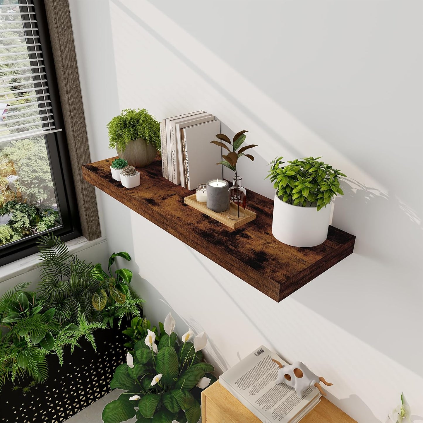 ShelfLoft 12 Inch Deep Rustic Wood Floating Shelves for Wall Decor & Storage