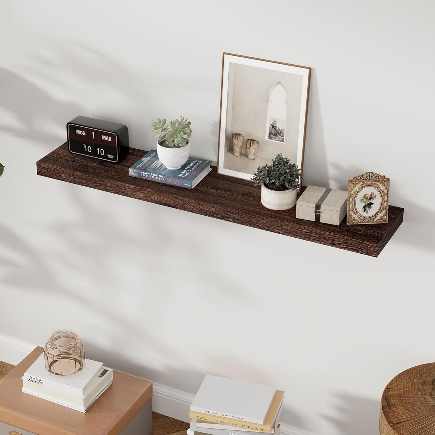 ShelfLoft 6.8 Inch Deep Natural Paulownia Wood Floating Shelves
