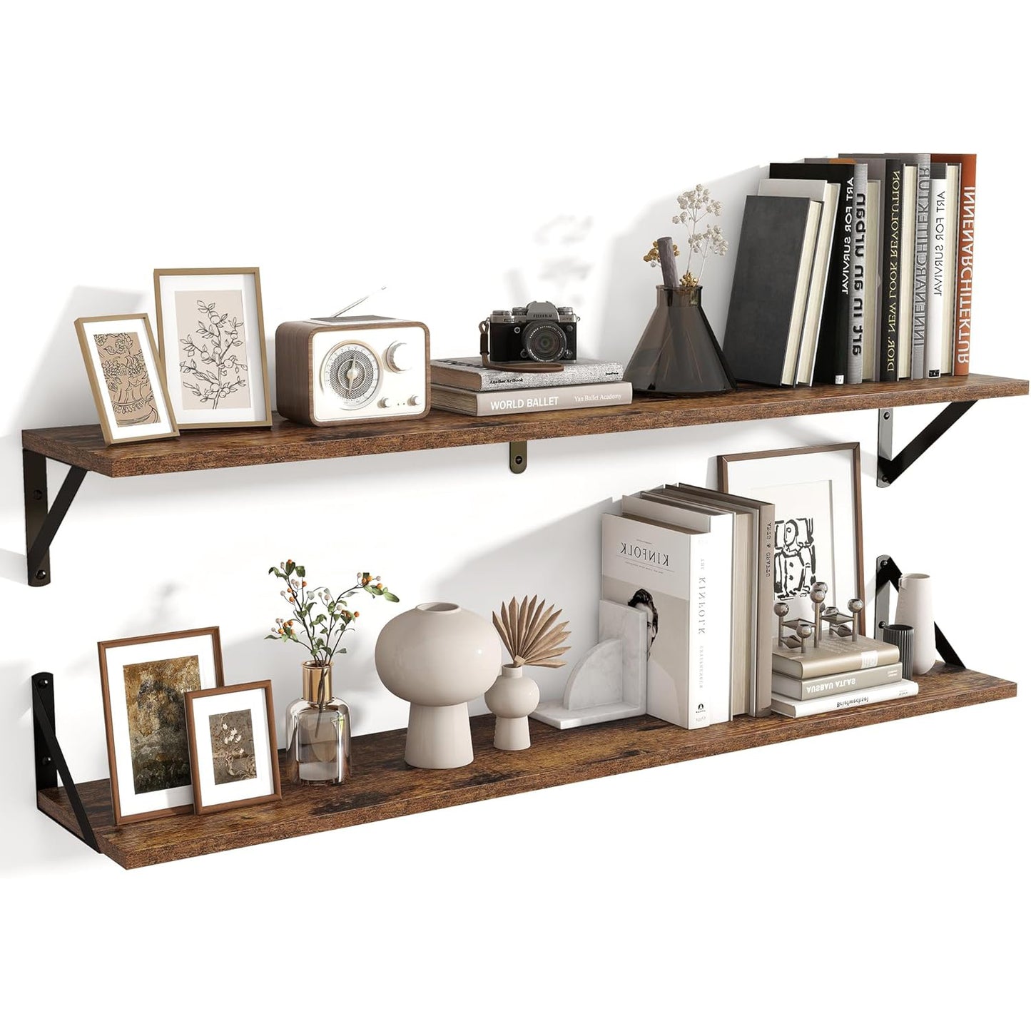 ShelfLoft 8"D x 4.9"H Rustic Brown Wall Mounted Floating Shelves