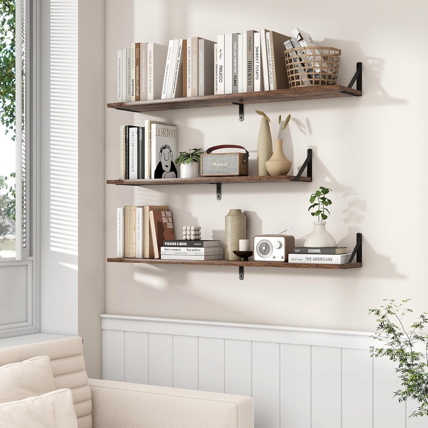 ShelfLoft 39.4" Wide x 8" Deep Wall Mounted Floating Shelves, 2 Pack