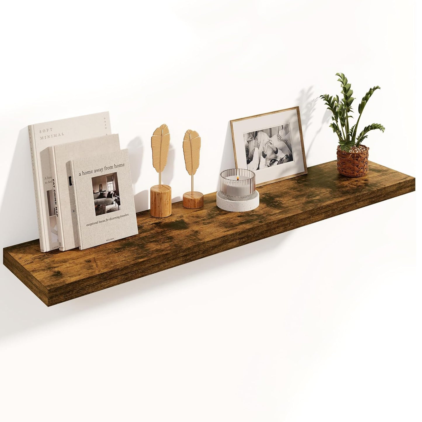 ShelfLoft 8 Inch Deep Farmhouse Rustic Wood Wall Floating Shelves