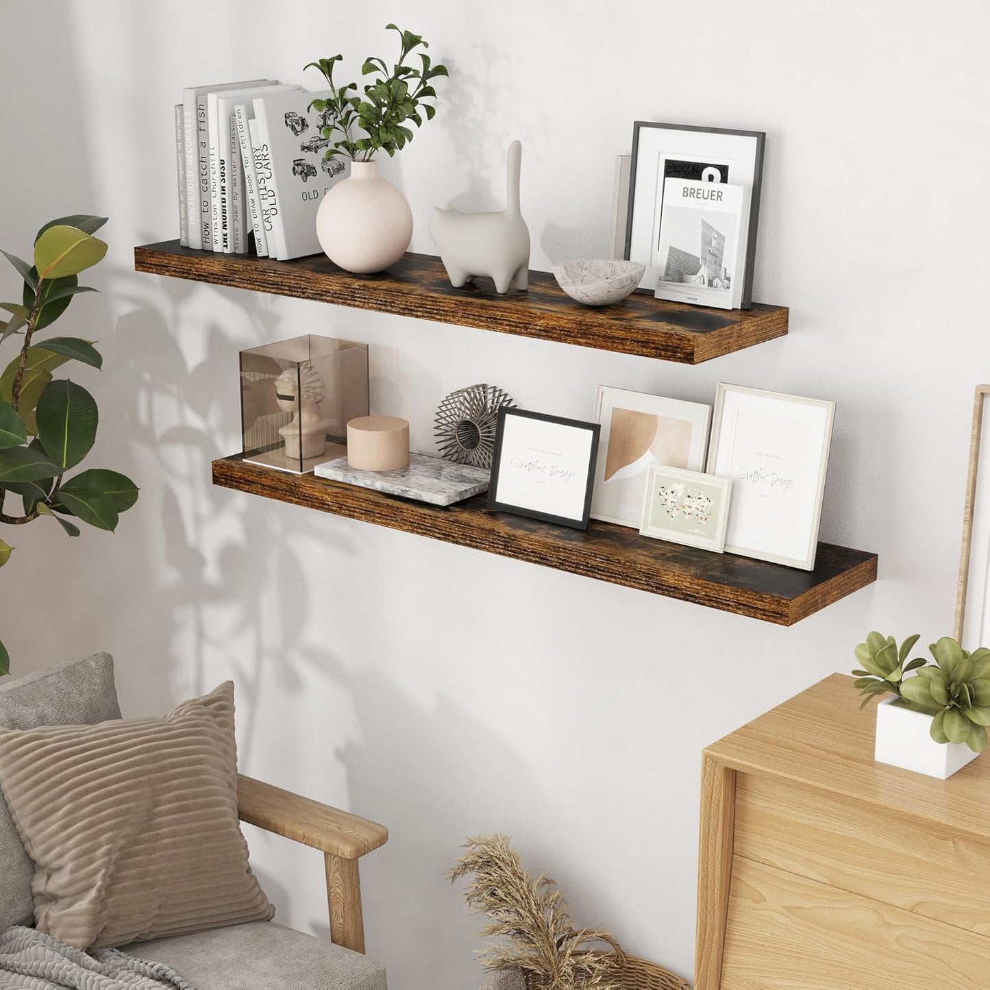 ShelfLoft 9.3 Inch Deep Floating Wall Shelves