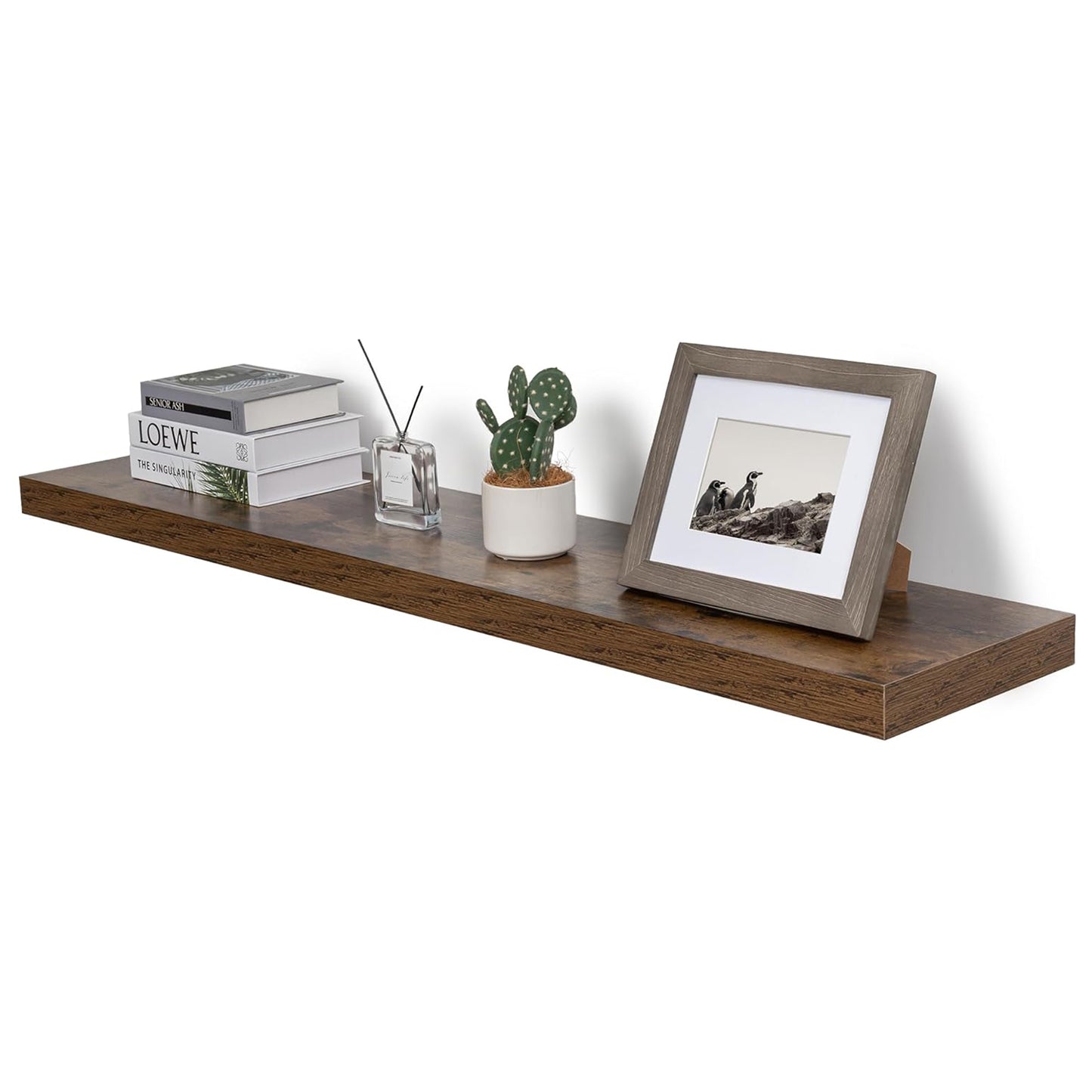 ShelfLoft 55"W x 12"D Rustic Wood Floating Shelves for Wall Decor & Storage, 1 Pack