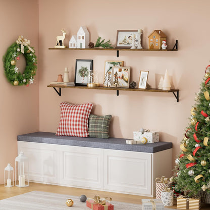 ShelfLoft 55" Wide x 8" Deep Floating Shelves with Brackets, 2 Pack