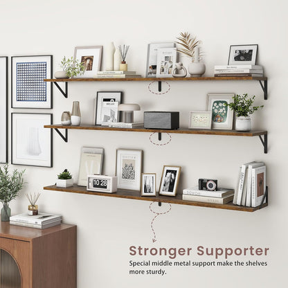 ShelfLoft 55" Wide x 8" Deep Floating Shelves with Brackets, 2 Pack