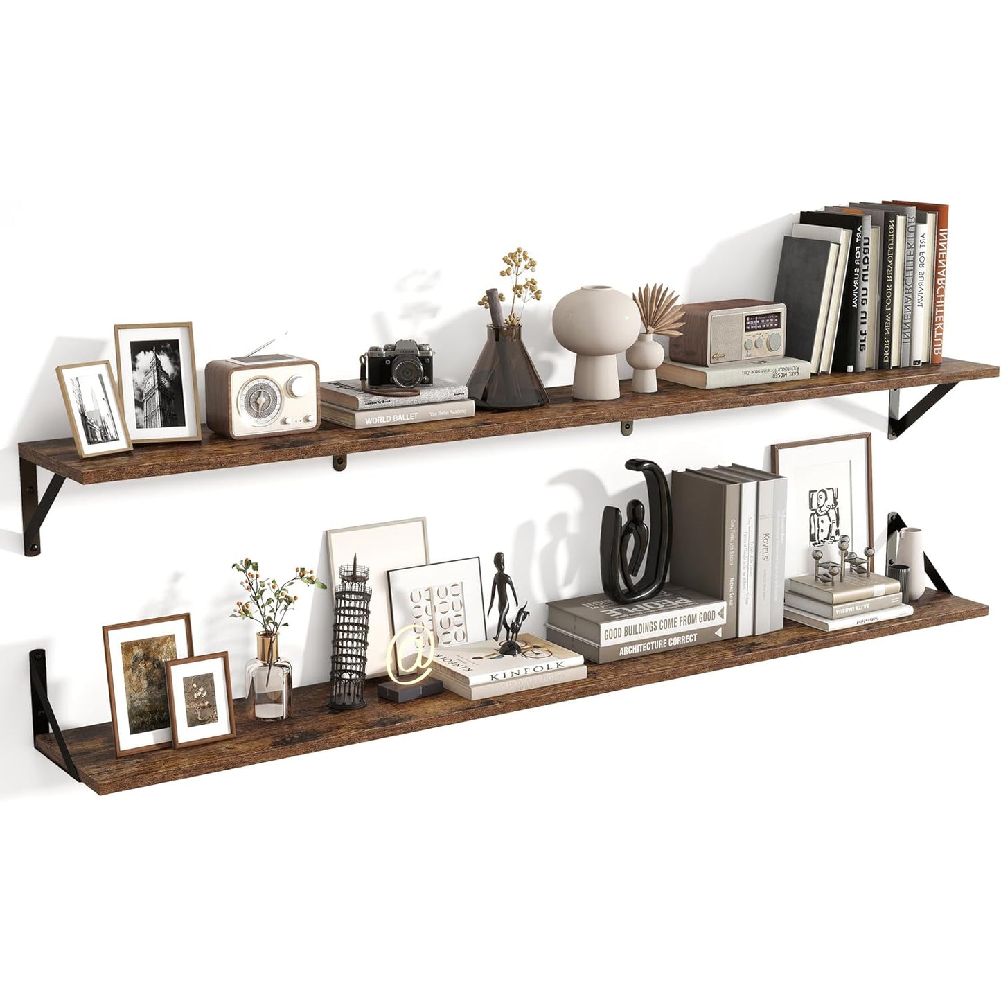 ShelfLoft 8"D x 4.9"H Rustic Brown Wall Mounted Floating Shelves