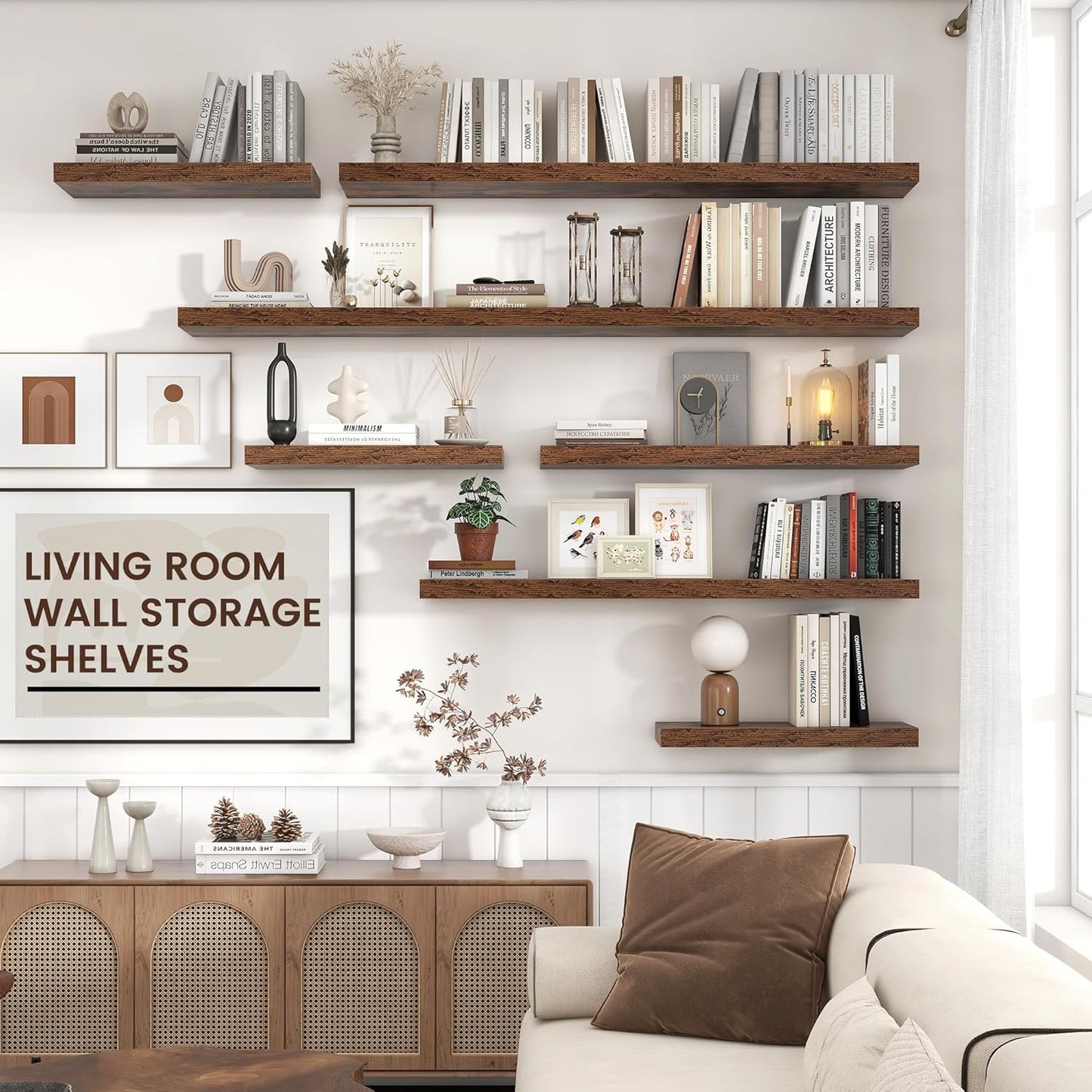 Shelfloft 9.3 Inch Deep Floating Shelves Large Wall Mounted Shelves with Invisible Brackets