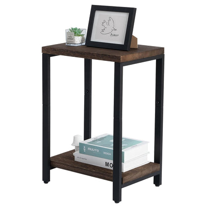 Real Solid Wood End Tables with 2-Tier Storage Shelf