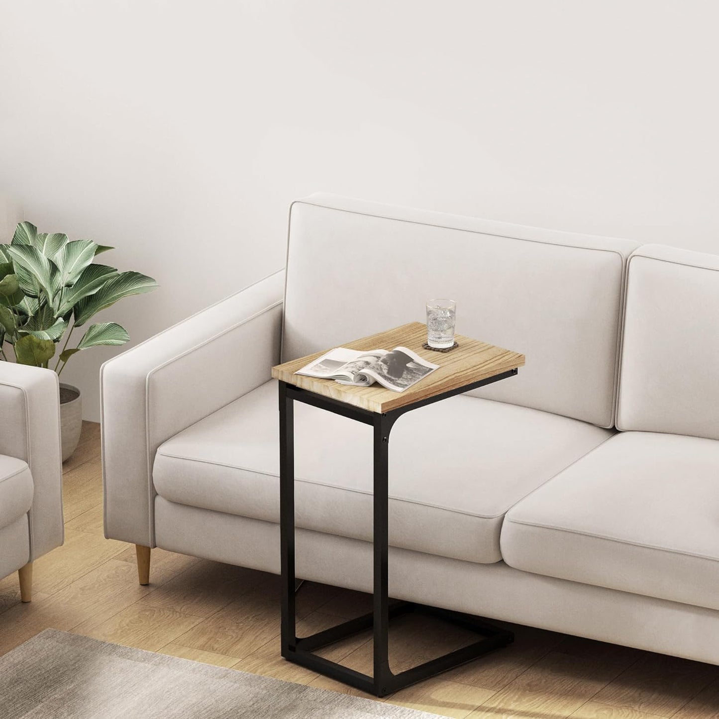 C-Shape End Table Narrow Side Sofa Table