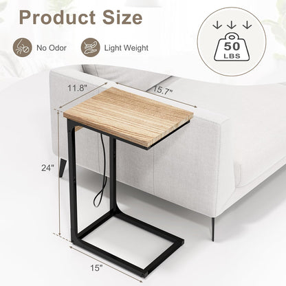 C-Shape End Table Narrow Side Sofa Table