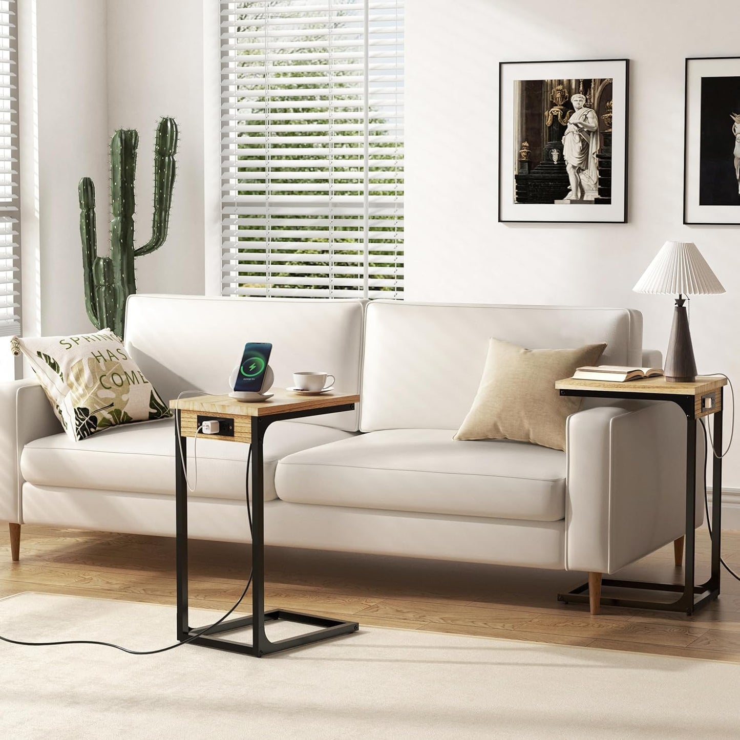 C-Shape End Table Narrow Side Sofa Table