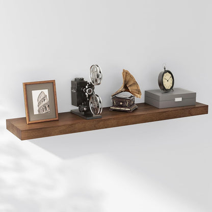 ShelfLoft 8"D x 1.6"H Special Walnut Rustic Solid Wood Floating Shelves for Wall Storage