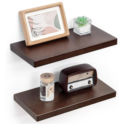 ShelfLoft 8"D x 1.2"H Walnut Rustic American Ash Wood Floating Shelves