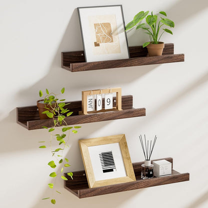 ShelfLoft 5.7"D x 2"H Walnut Picture Ledge Shelf Floating Shelves,3 Pack