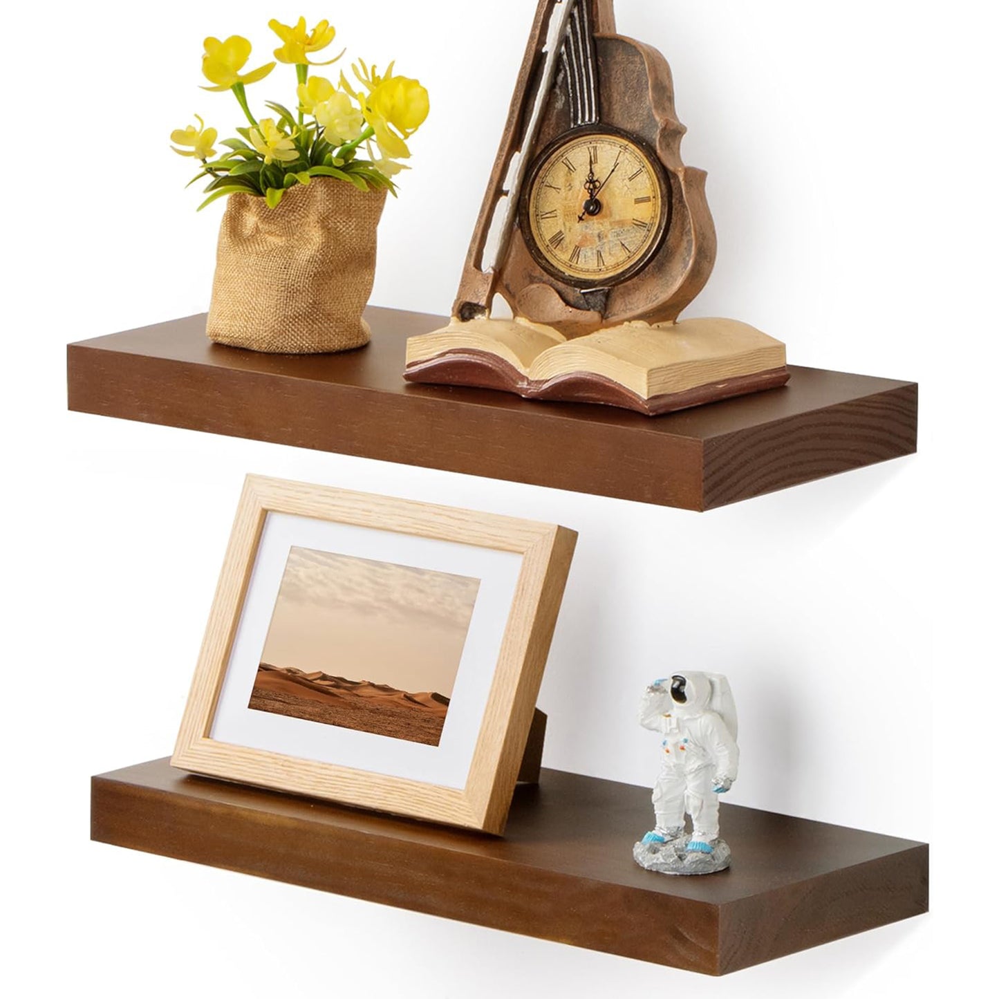 ShelfLoft 16" Wide x 7" Deep Pine Wood Floating Shelves,2 Pack