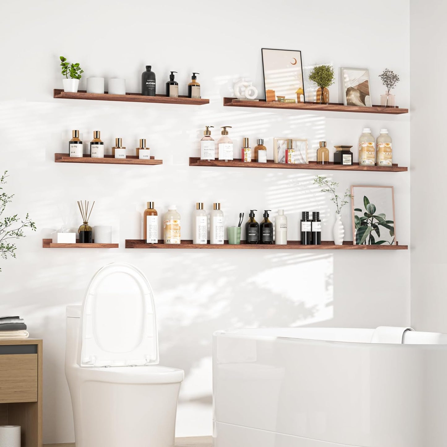 ShelfLoft 4.5 Inch Deep Picture Ledge Shelf Wall Floating Shelves with Lip,Set of 2