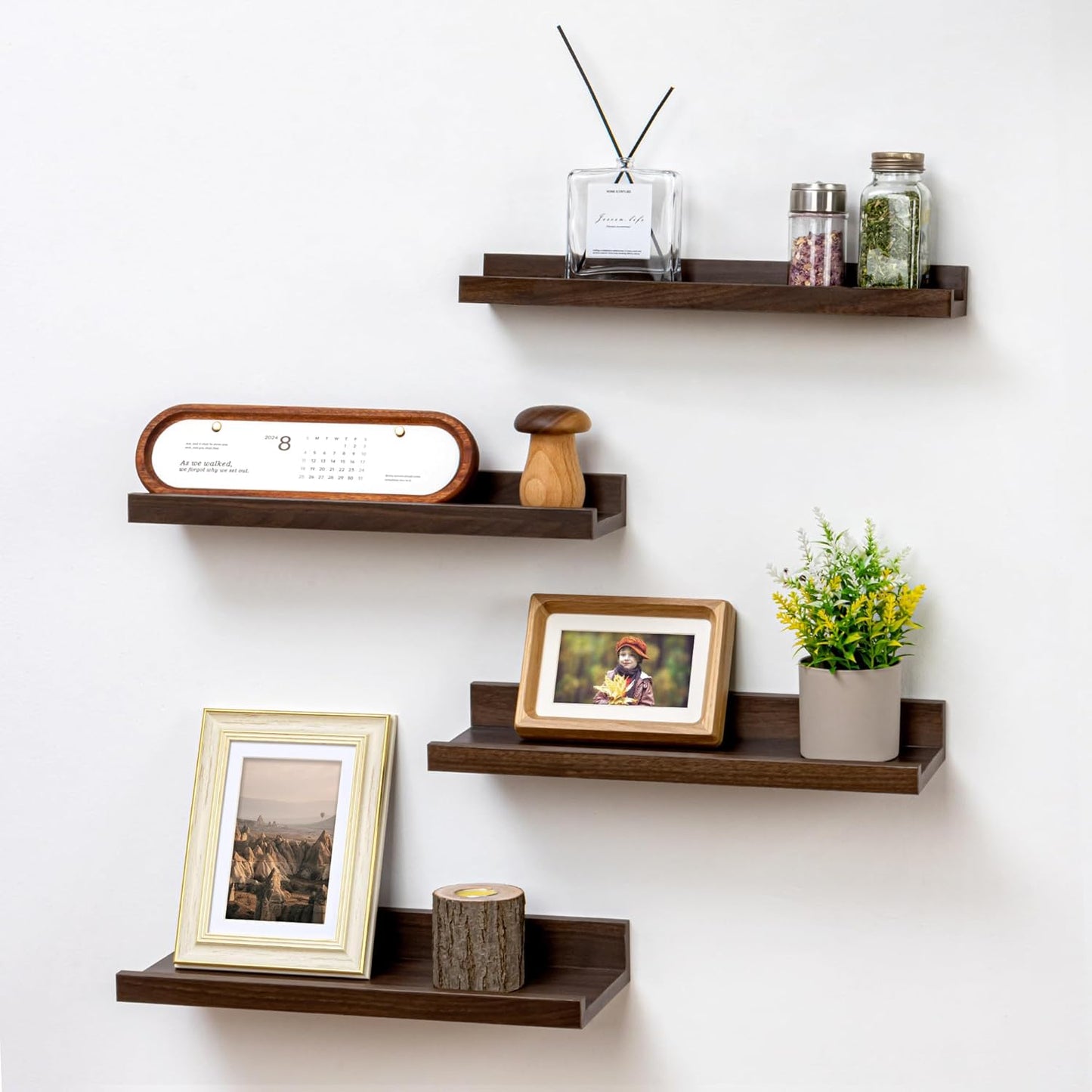 ShelfLoft 16" Wide x 6.25" Deep Picture Ledge Floating Shelves for Wall Storage,Set of 4