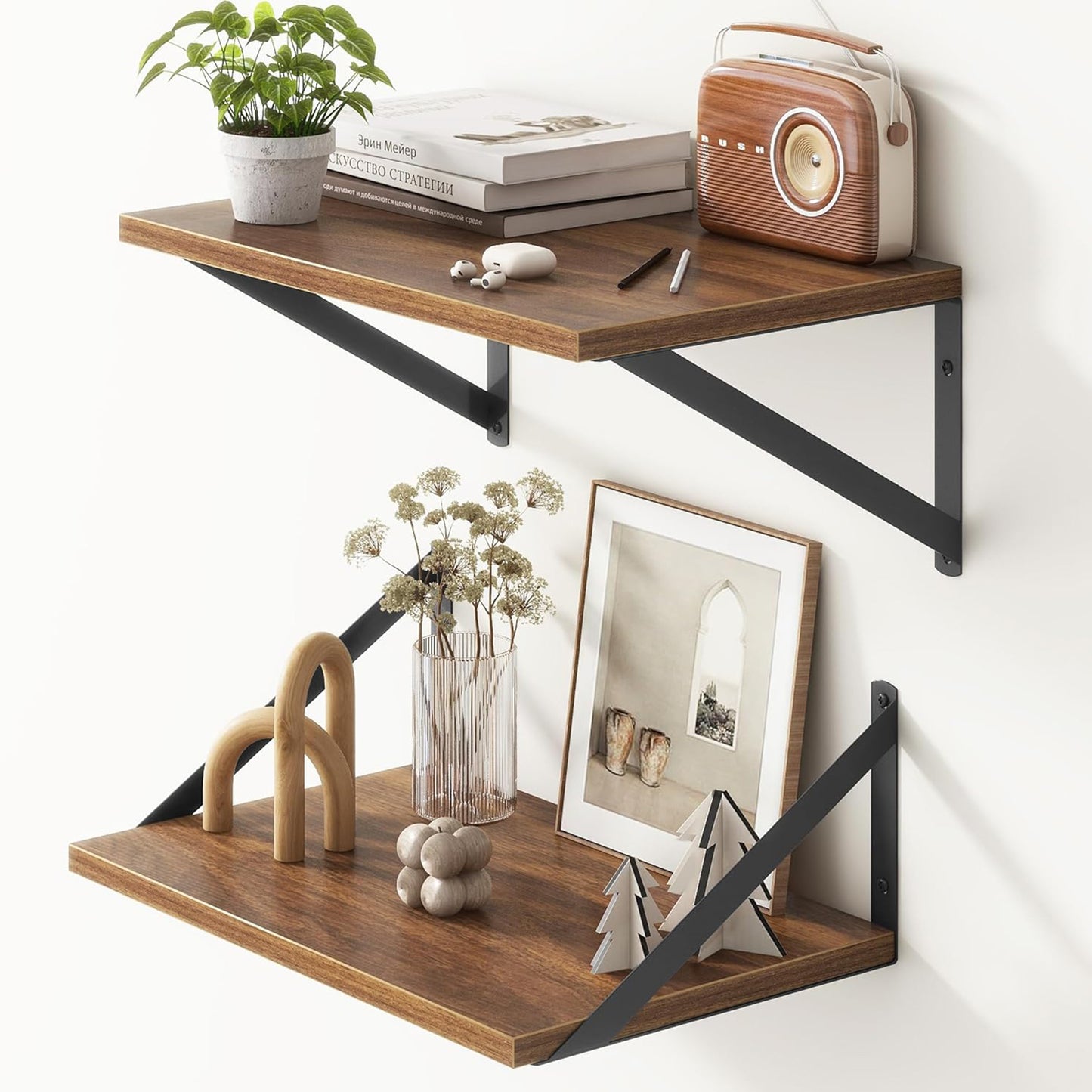 ShelfLoft 12 Inch Deep Wall Display&Storage Floating Shelves with Visible Brackets