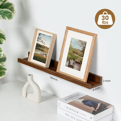 ShelfLoft 5.5"D x 2"H Walnut Picture Ledge Shelf Wall Display Floating Shelves with Lip