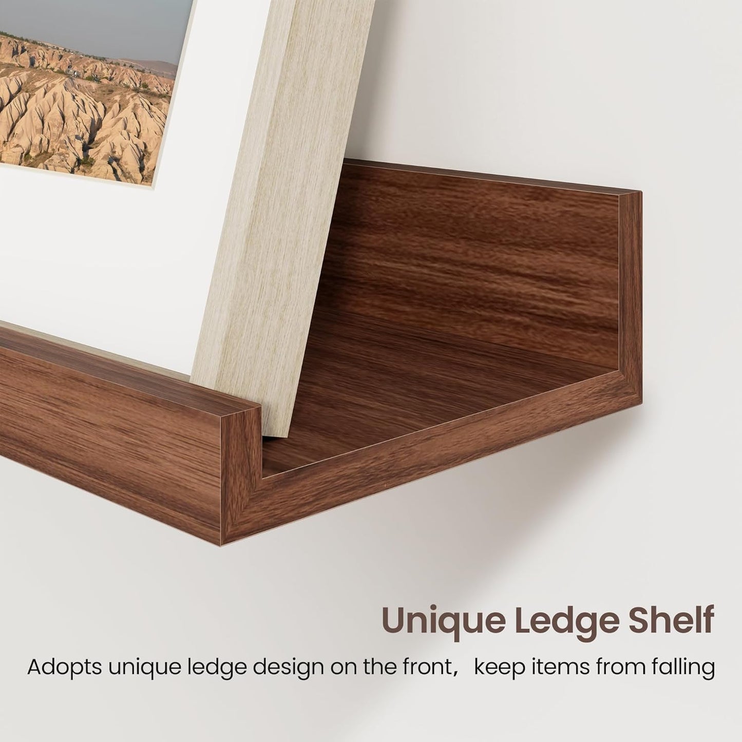 ShelfLoft 16" Wide x 4.2" Deep Picture Ledge Shelf Floating Shelves with Lip Set of 3