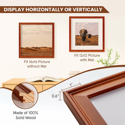 ShelfLoft Solid Pine Wood Picture Frame with Tempered Glass