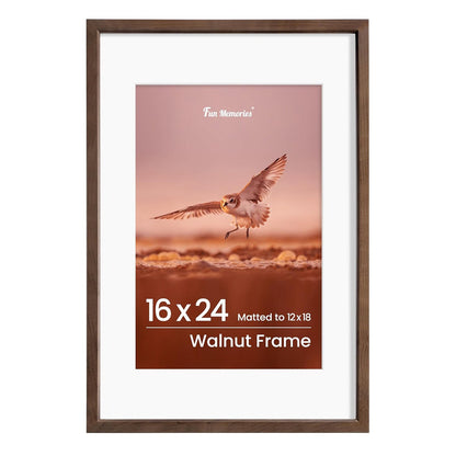Shelfloft 15 Sizes Walnut Wooden Poster Frames Picture Frame for Wall with Tempered Glass