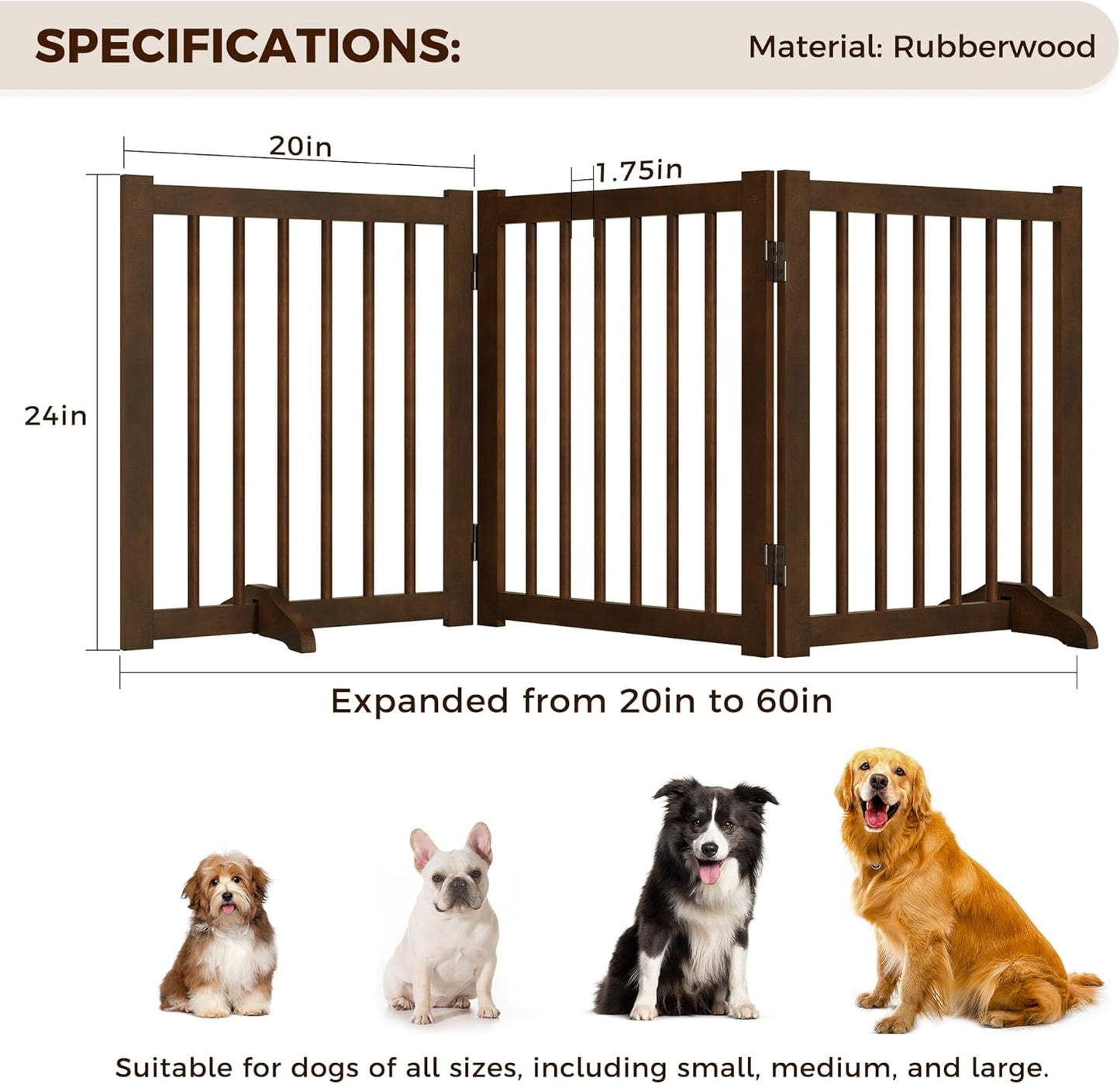 ShelfLoft Solid Wood Freestanding Pet Gate