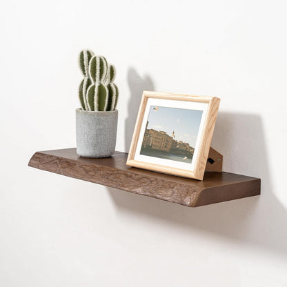 ShelfLoft 7.8 Inch Deep USA-Sourced Ash Wood Wall Shelf Live Edge Floating Shelves