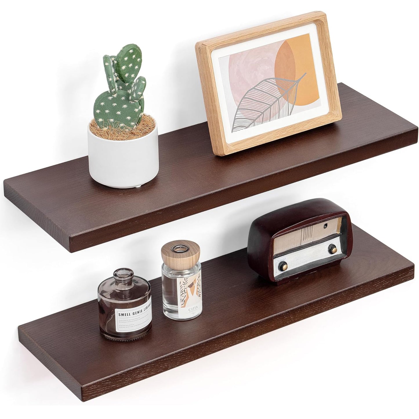 ShelfLoft 8"D x 1.2"H Walnut Rustic American Ash Wood Floating Shelves