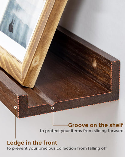 ShelfLoft 4.7 Inch Deep Solid Oak Wood Picture Ledge Shelf, Set of 2