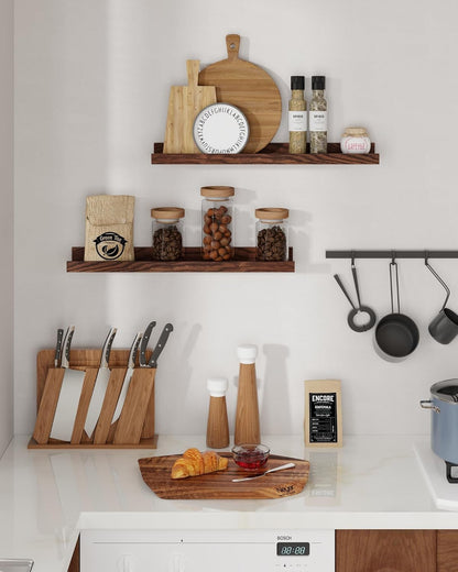 ShelfLoft 4.7 Inch Deep Solid Oak Wood Picture Ledge Shelf, Set of 2