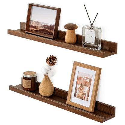 ShelfLoft 5.5"D x 2"H Walnut Picture Ledge Shelf Wall Display Floating Shelves with Lip