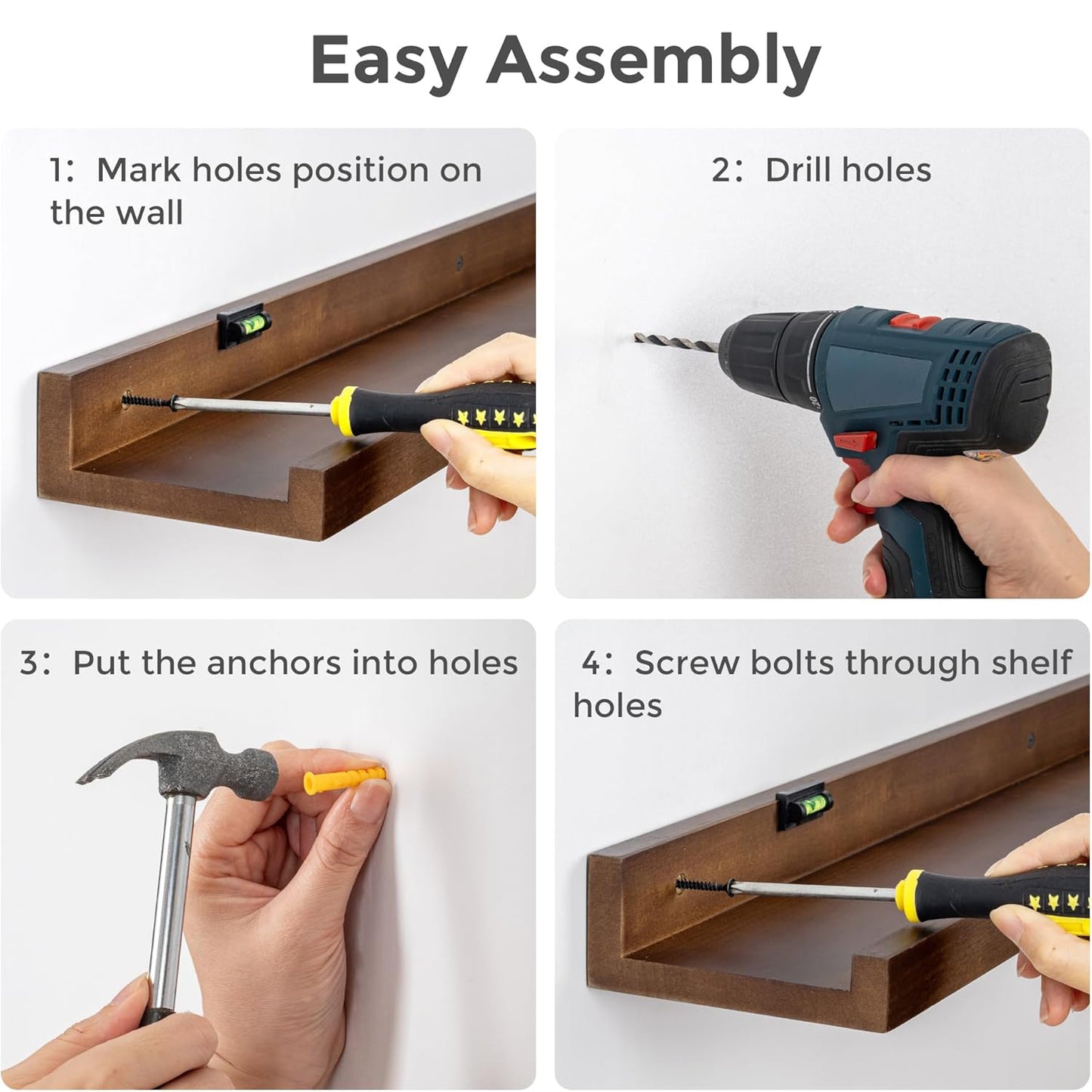 ShelfLoft 5.12 Inch Deep Picture Ledge Shelf Paulownia Wood Wall Floating Shelves with Lip for Nursery Books