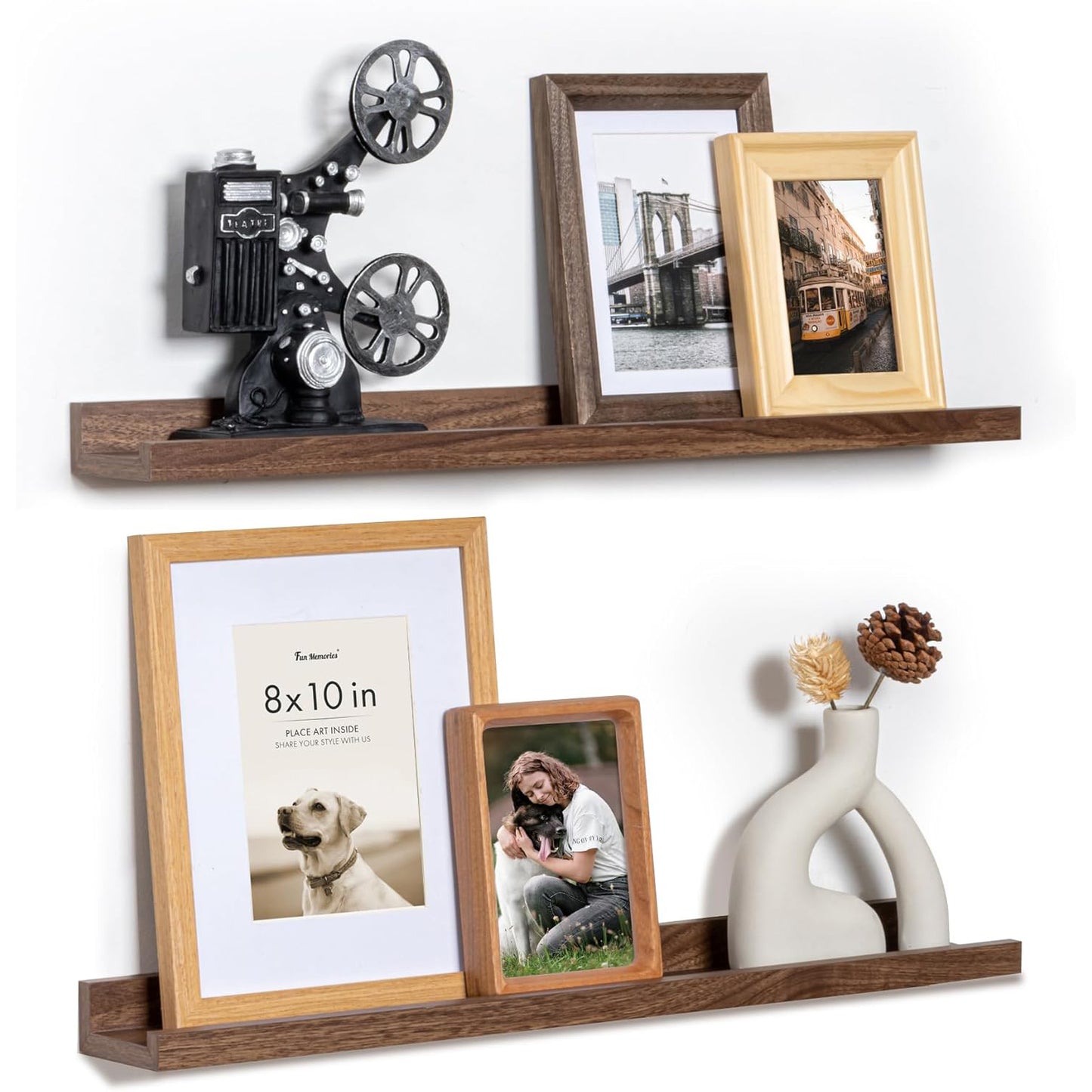 ShelfLoft 3.5 Inch Deep Picture Ledge Shelf Wall Display Floating Shelves,Set of 2