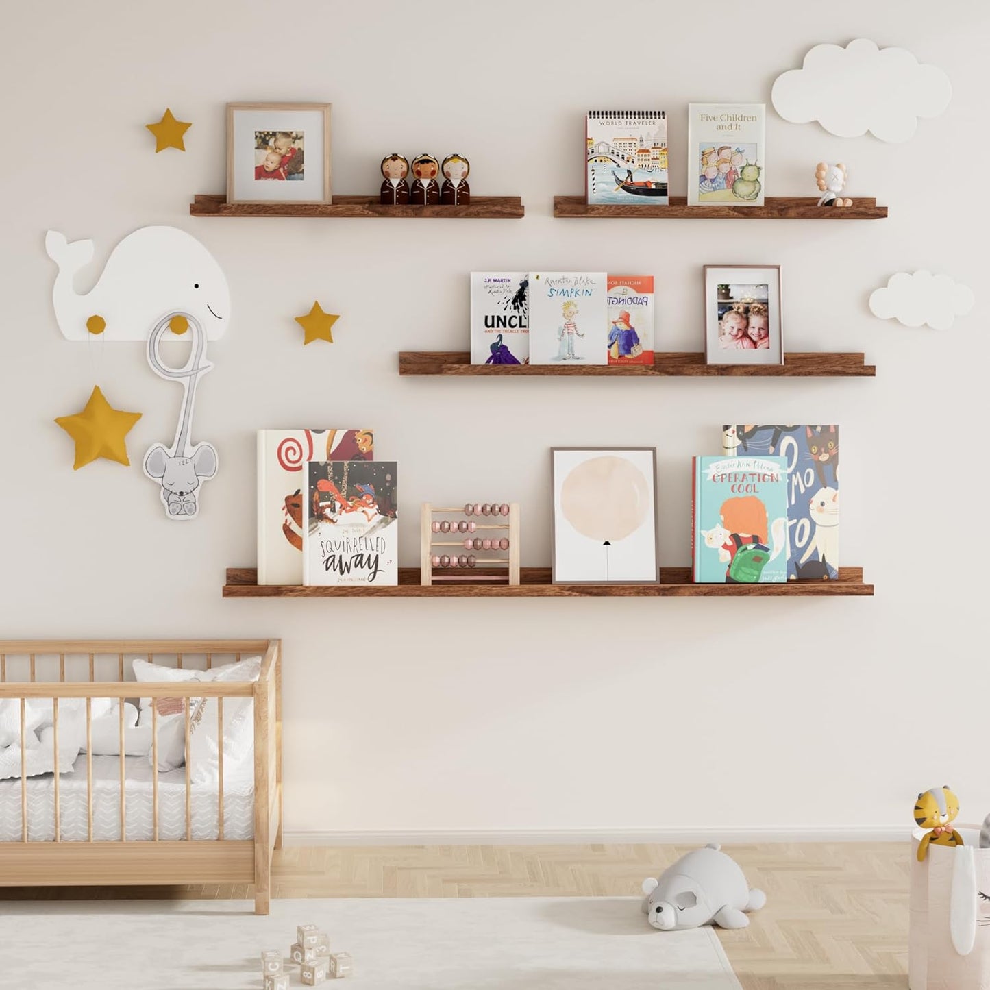 ShelfLoft 3.5"D x 1.6"H Walnut Picture Ledge Shelf Wall Display Floating Shelves