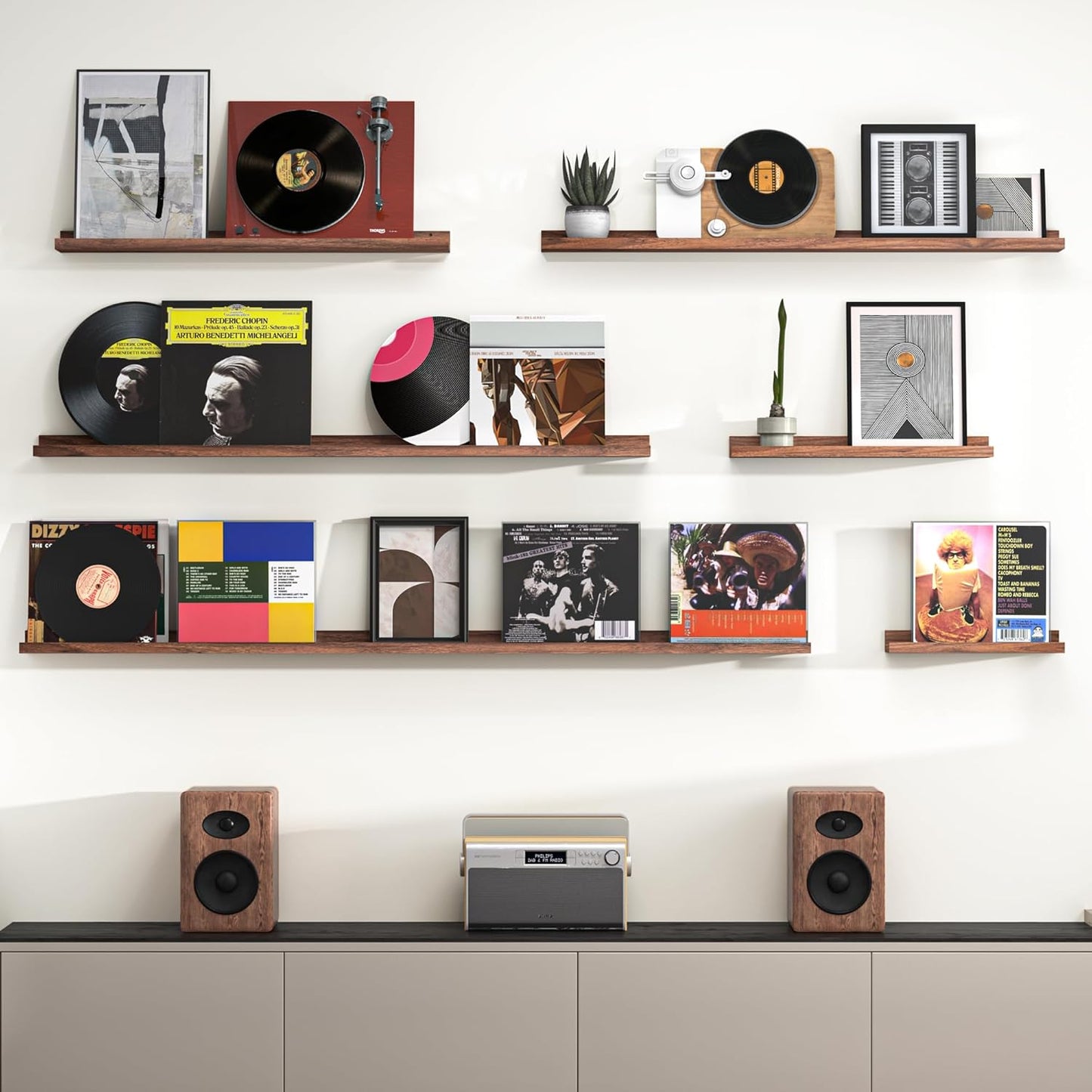 ShelfLoft 4.5 Inch Deep Picture Ledge Shelf Wall Floating Shelves with Lip,Set of 2