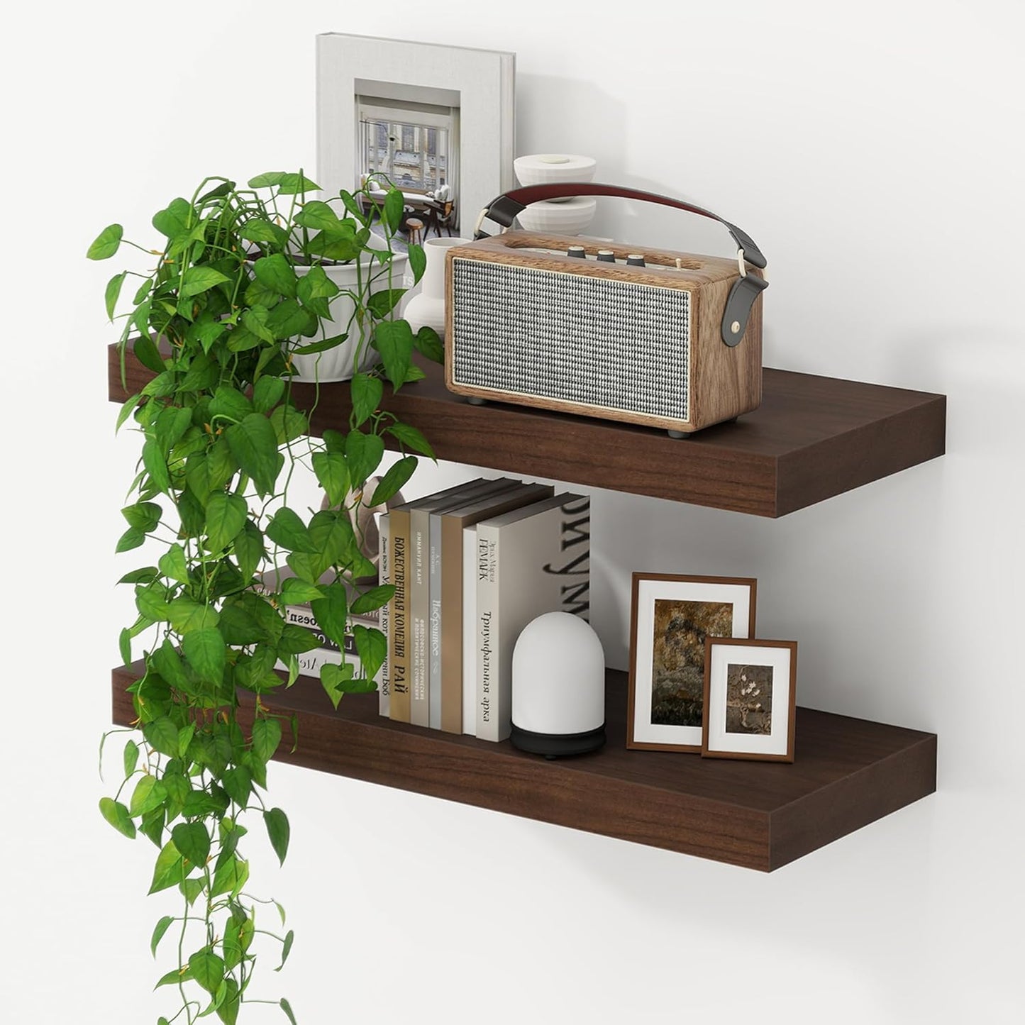 ShelfLoft 9.3 Inch Deep Rustic Farmhouse Fireplace Mantel Paulownia Wood Floating Shelves