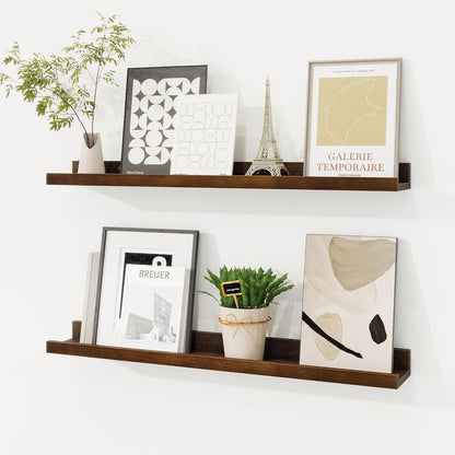Shelfloft 3.5 Inch Deep Picture Ledge Shelf Solid Wood Wall Shelves