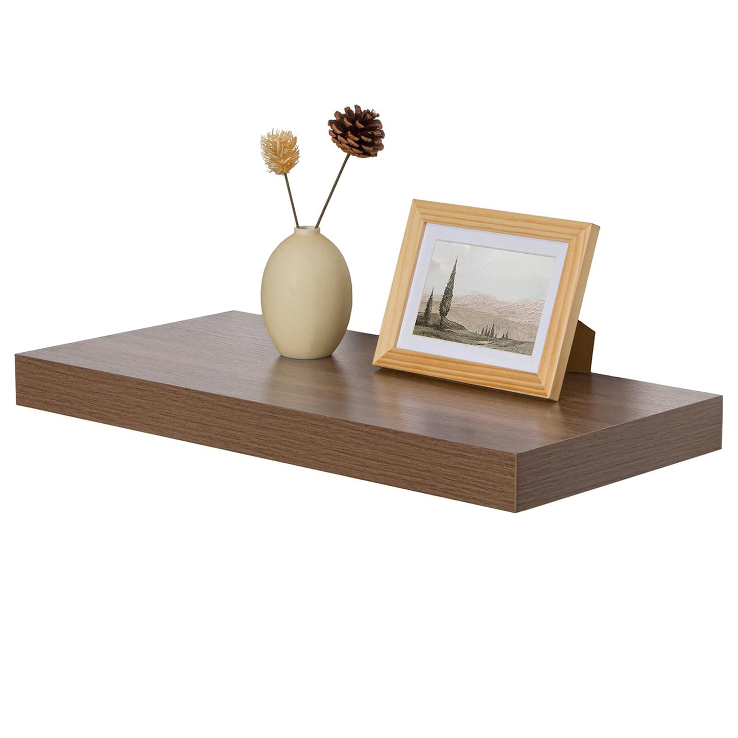 ShelfLoft 12"D x 2"H Walnut Wood Floating Shelves for Wall Decor & Storage