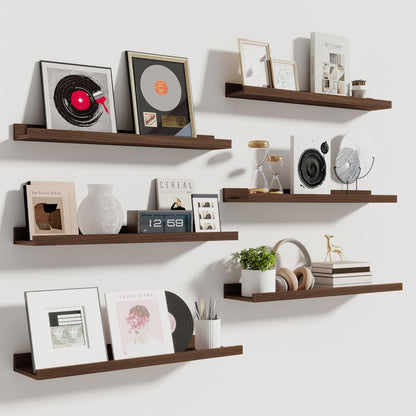 Shelfloft 5.5 Inch Deep Picture Ledge Shelf Floating Wall Display Shelves,Set of 6