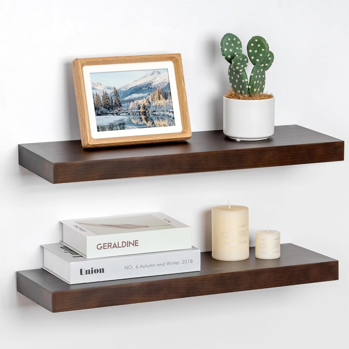 ShelfLoft 8"D x 1.6"H Walnut Wall Storage Floating Shelves