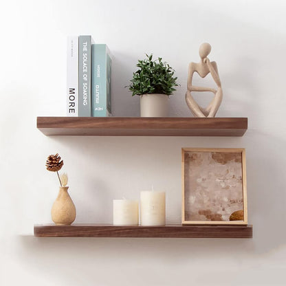 ShelfLoft 8"D x 1.3"H Primary Walnut Wood Wall Storage Floating Shelves