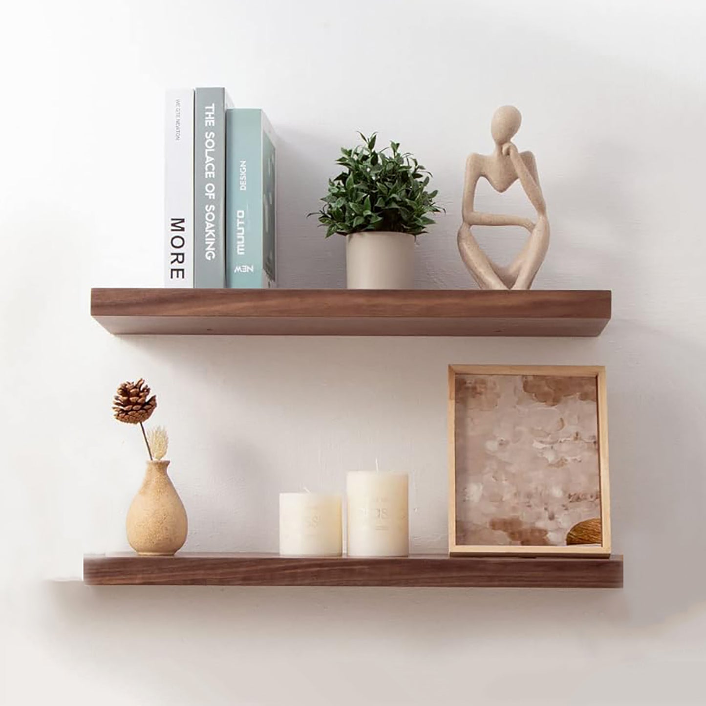 ShelfLoft 8 Inch Deep Walnut Wood Wall Storage Floating Shelves