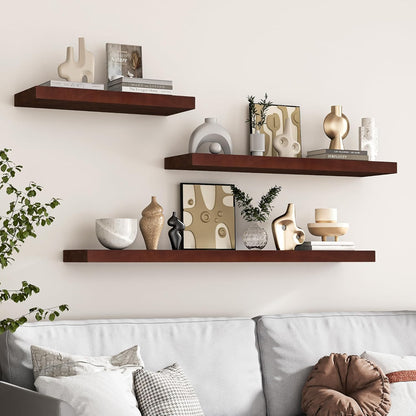 ShelfLoft 8"D x 1.4"H Walnut Solid Ash Wood Floating Shelves