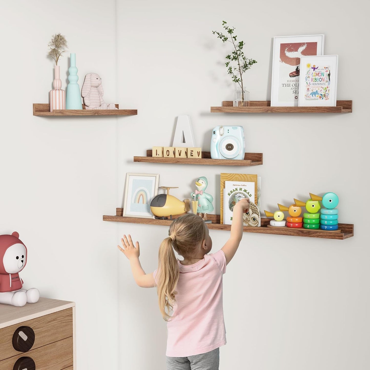 ShelfLoft 4.7"D x 2"H Walnut Picture Ledge Floating Shelves