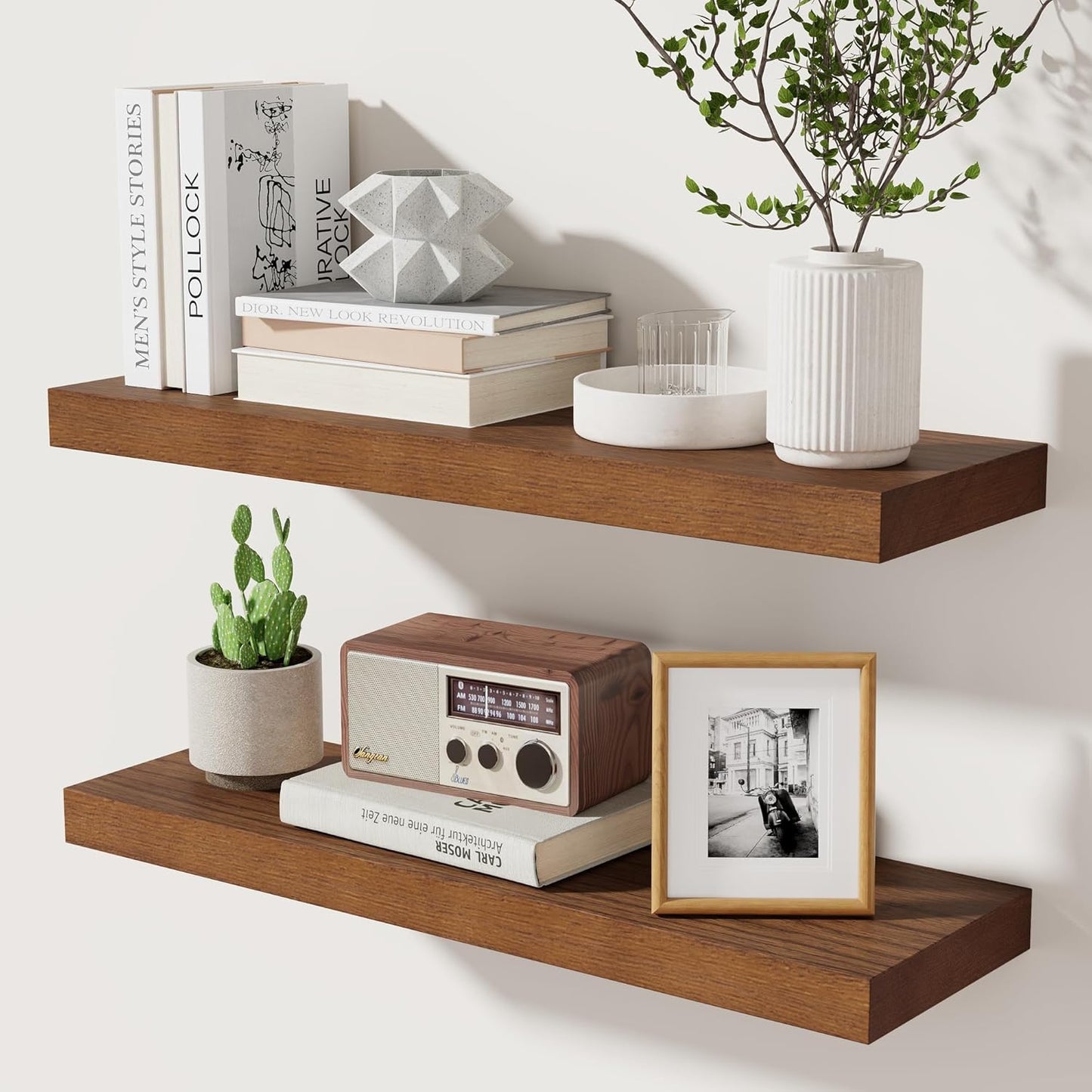 ShelfLoft 6.7 Inch Deep Paulownia Wood Wall Display Decor Floating Shelves