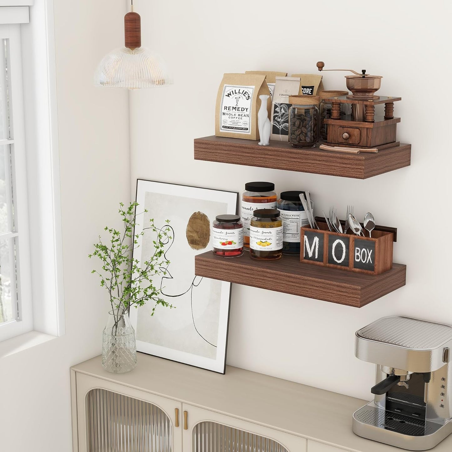 ShelfLoft 24"W x 11.6"D Walnut Floating Shelves for Wall Storage, 2 Pack