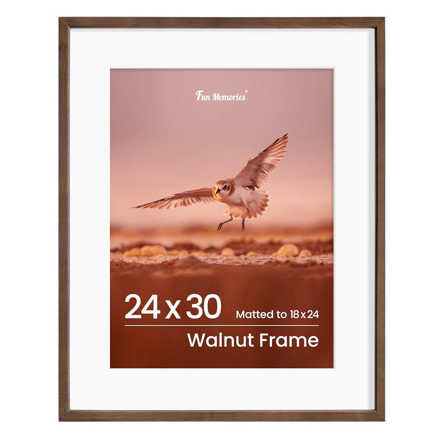 Shelfloft 15 Sizes Walnut Wooden Poster Frames Picture Frame for Wall with Tempered Glass
